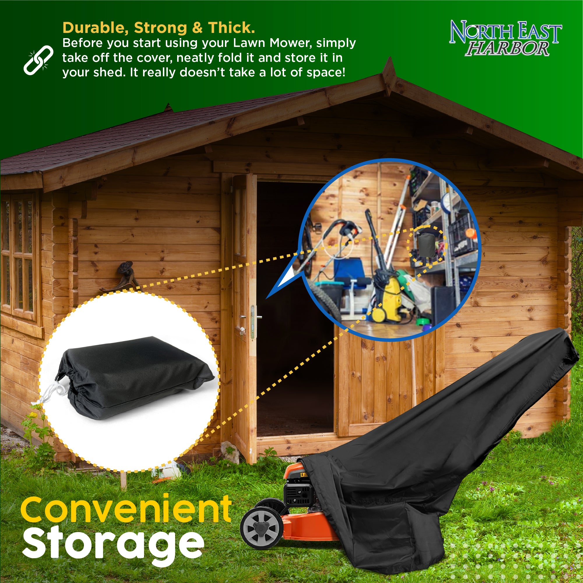 Lawn Mower Cover, Marine Grade 600D, Push Mower Cover, Outdoor Storage Lawn Mower Cover Waterproof Heavy Duty, UV Protection Universal Push Lawn Mower Covers for Outside