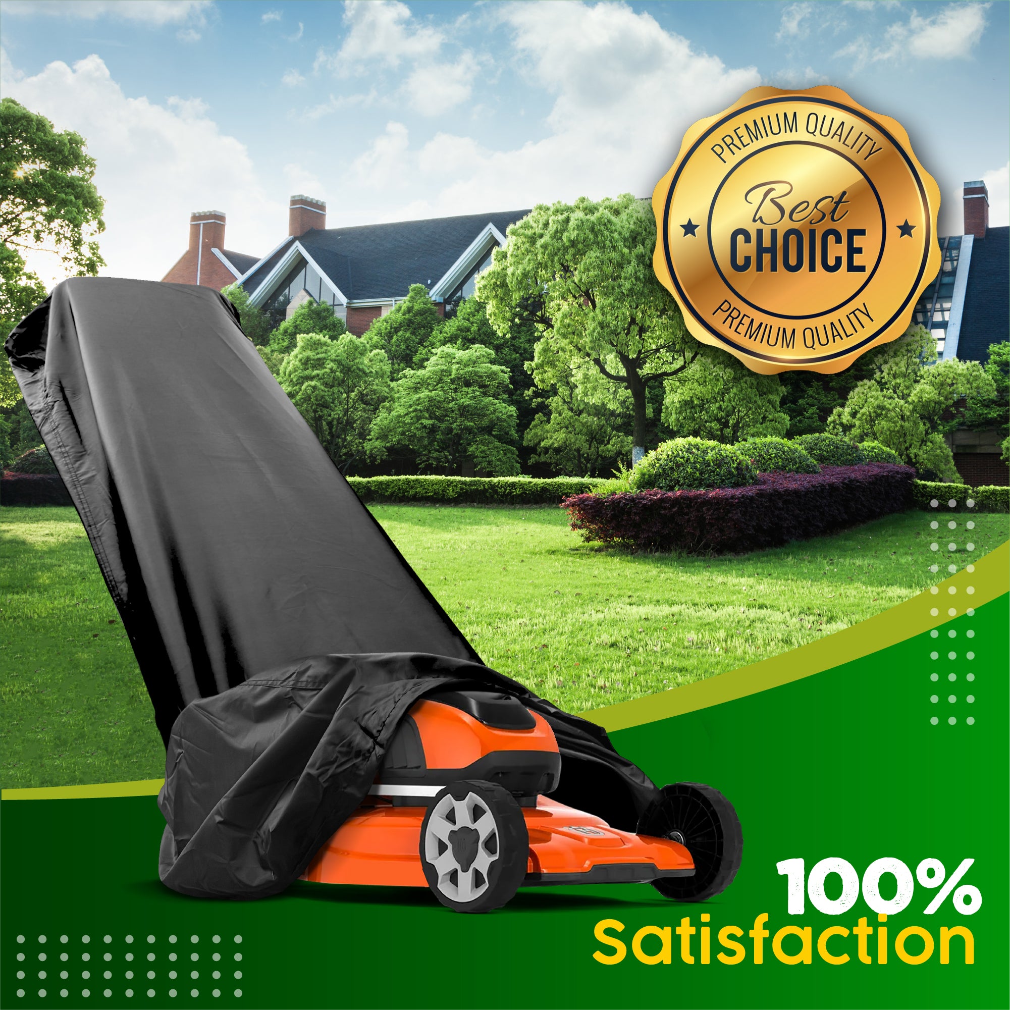 Lawn Mower Cover, Marine Grade 600D, Push Mower Cover, Outdoor Storage Lawn Mower Cover Waterproof Heavy Duty, UV Protection Universal Push Lawn Mower Covers for Outside