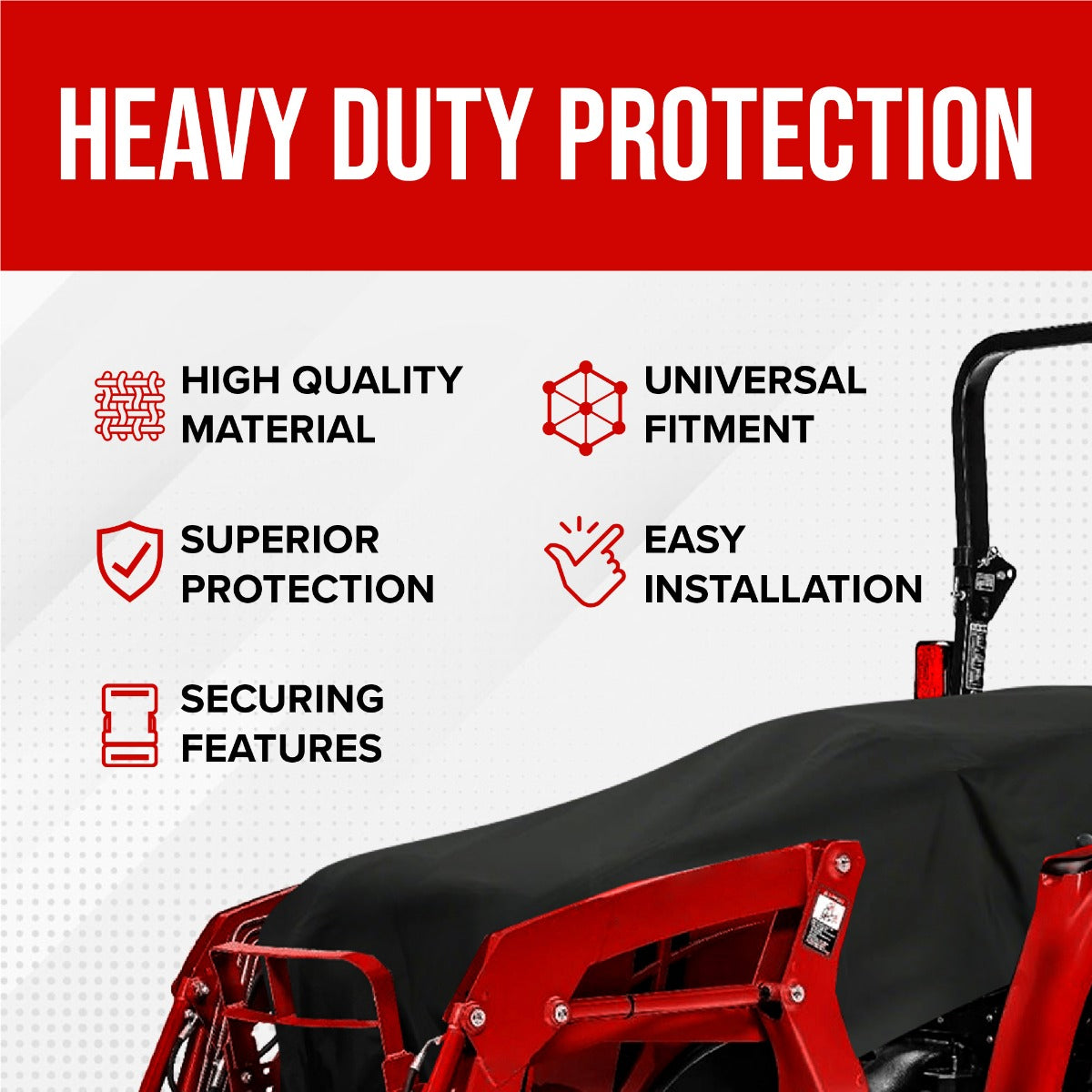 Compact Utility Tractor Cover, Lawn Tractor Cover Waterproof Heavy Duty, UV Resistant Riding Mower Cover, Farm Tractor Accessories, Cowling Cover