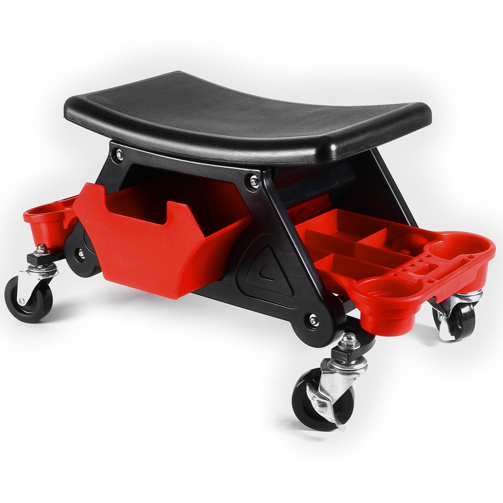 Heavy-Duty Rolling Garage Shop Mechanic Creeper Stool Chair w/ Storage Trays