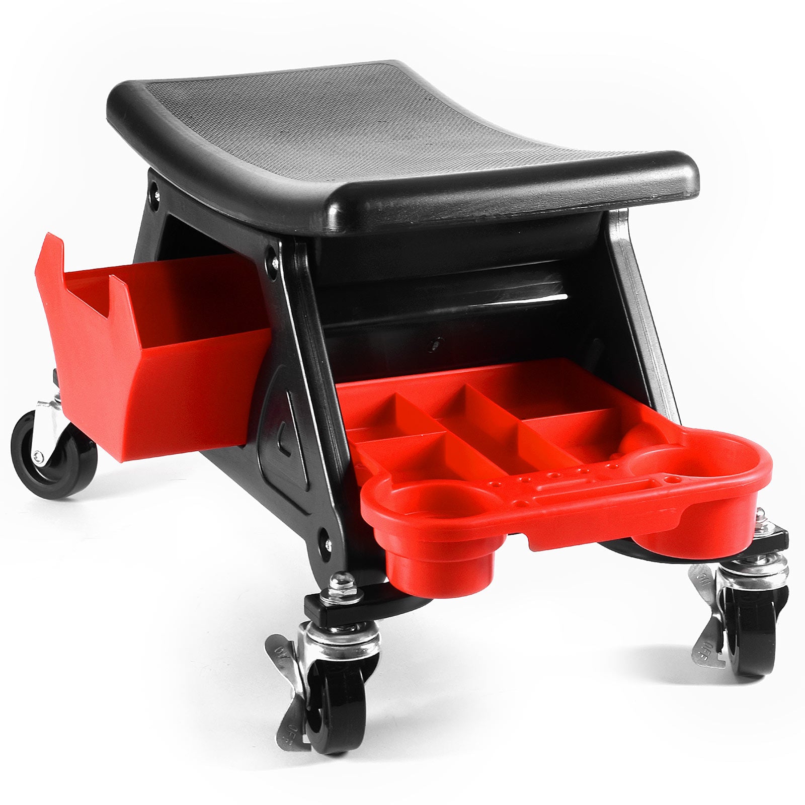 Heavy-Duty Rolling Garage Shop Mechanic Creeper Stool Chair w/ Storage Trays