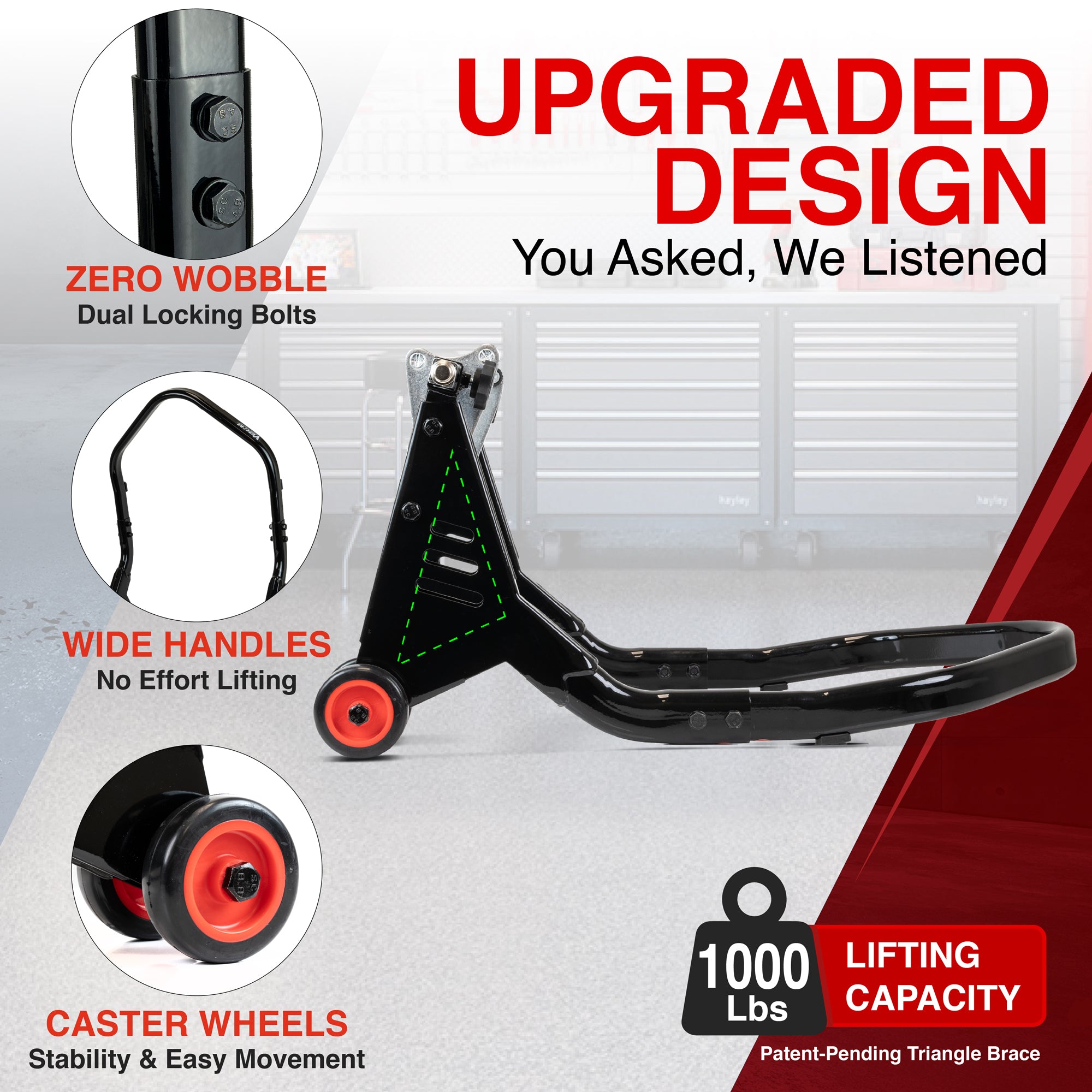 Venom Bike Stand Combo, Front Fork Lift Stand And Rear Spool Lift Stand