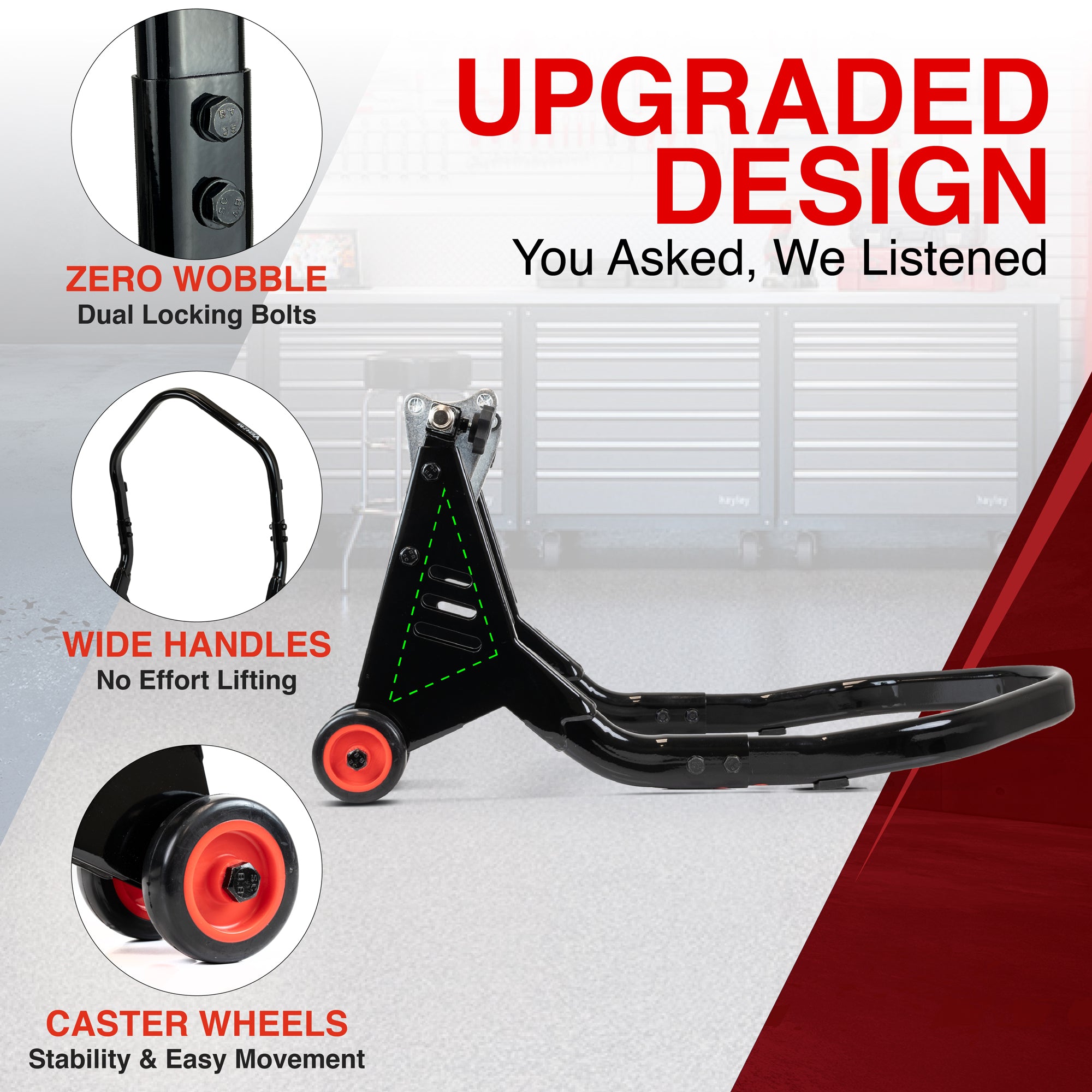 Venom Motorcycle Front Stand Fork Lift, Universal Sport Bike Front Wheel Motorcycle Lift Stand