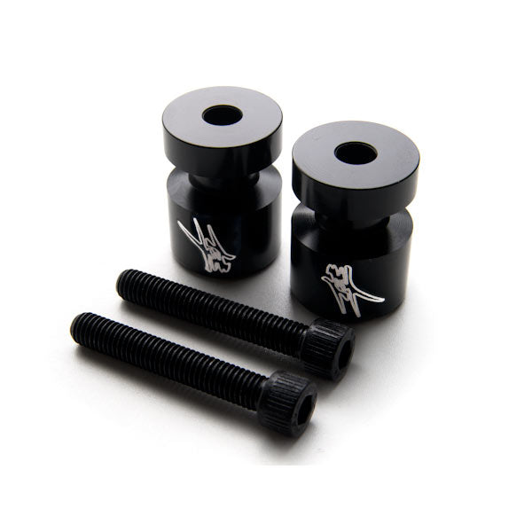 Black Suzuki "Hayabusa" Logo Engraved Swingarm Spools Sliders - Hayabusa GSX1300R GSXR 600 750 1000 and More! (1992-2012)