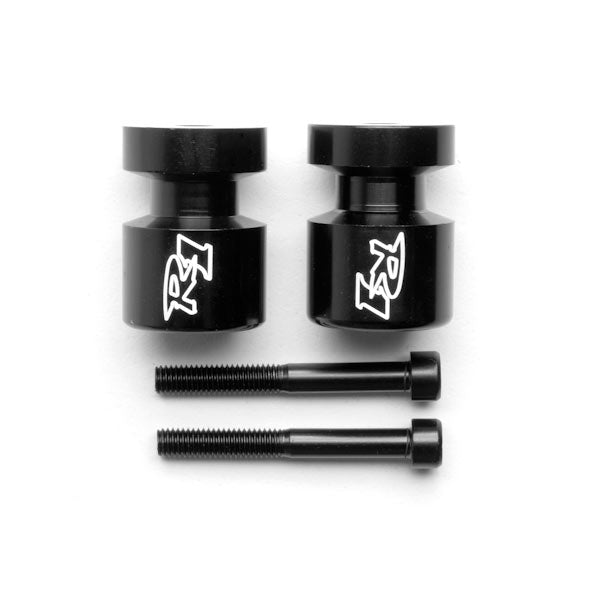 Black Yamaha "R1" Engraved Swingarm Spools Sliders - R1 R6S R6 FZ1 FZ6 VMAX XV250 and More! (1998-2013)