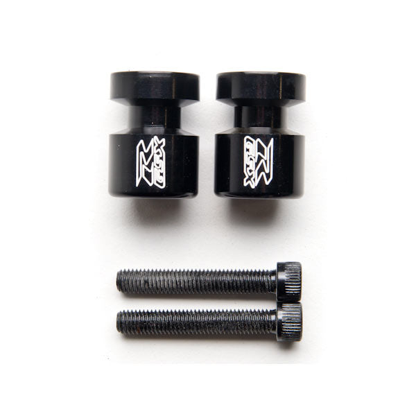 Black Suzuki "GSXR" Engraved Swingarm Spools Sliders - GSXR 600 750 1000 Hayabusa and More! (1989-2013)