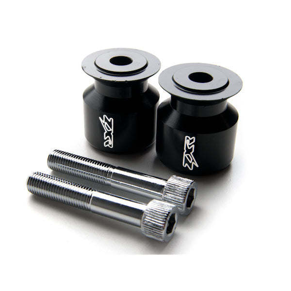 Black Kawasaki Ninja "ZX-R" Engraved Swingarm Spools Sliders - ZX6R, ZX9R, ZX10R, ZX-14, ZX12R and More! (1998-2011)