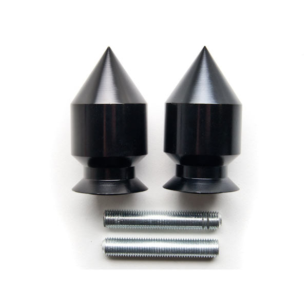 Black Kawasaki / Yamaha Spiked Swingarm Spools Sliders - ZX6R, ZX9R, FZR 400 , FZR 600 and More! (1990-2011)