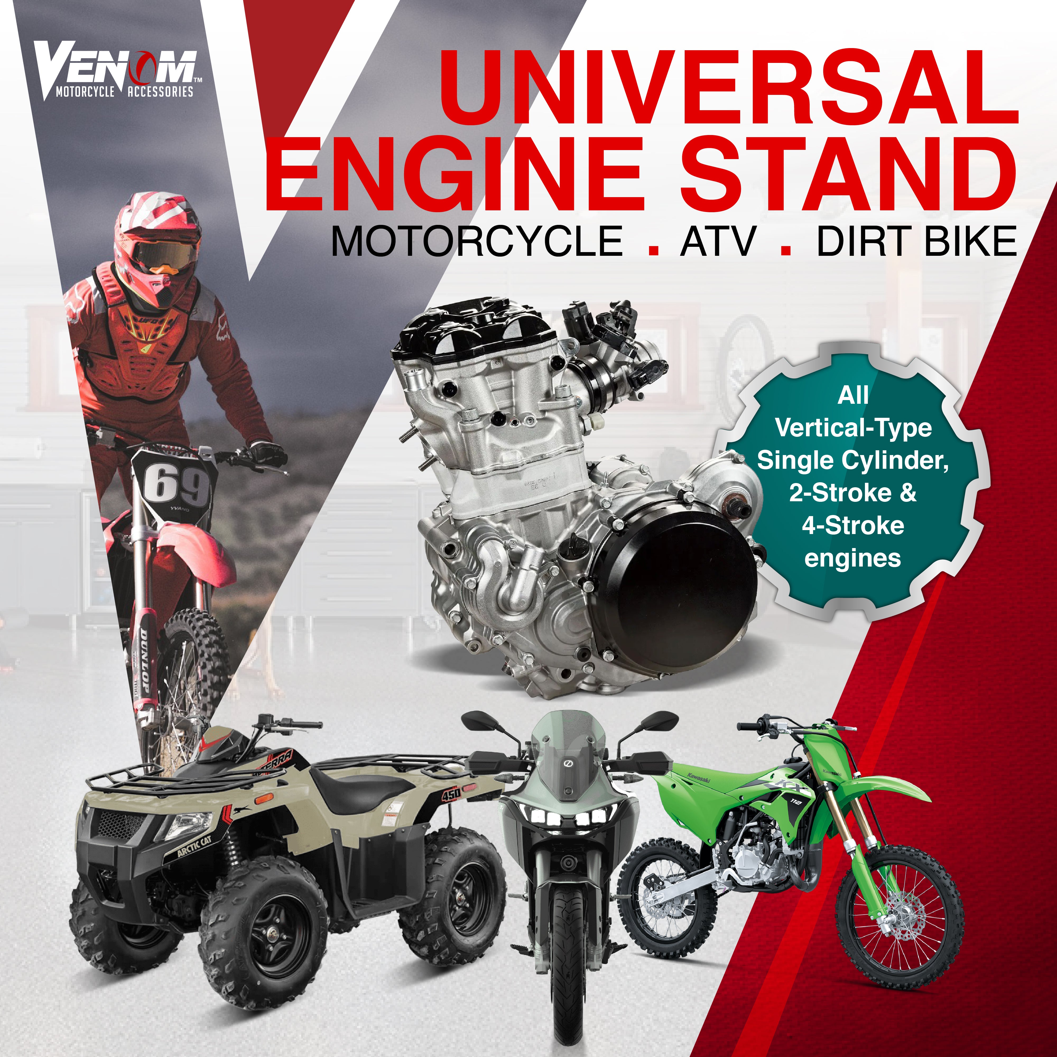 Venom Engine Stand for All Vertical-Type Single Cylinder 2 or 4-Stroke Engine