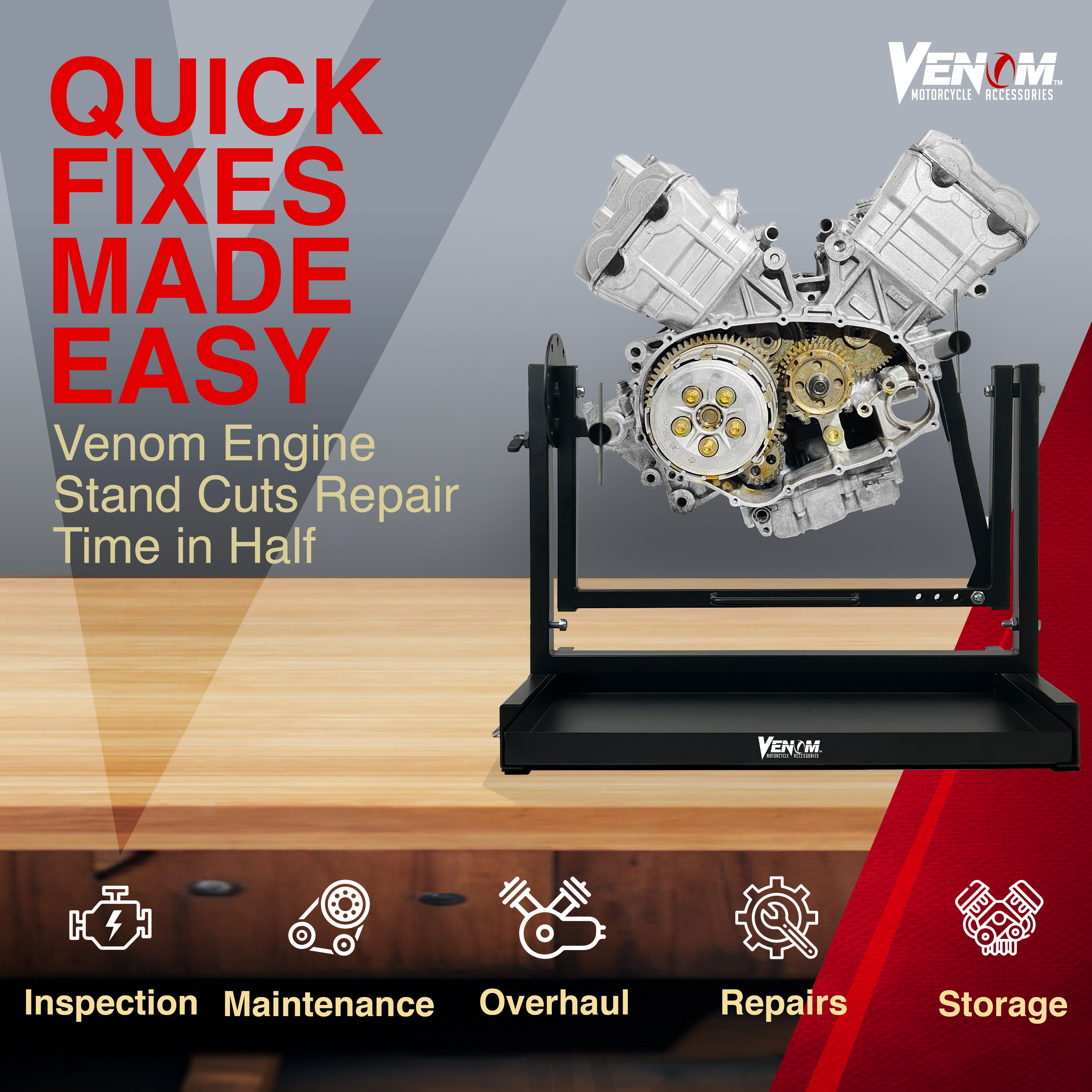 Venom Engine Stand for All Vertical-Type Single Cylinder 2 or 4-Stroke Engine