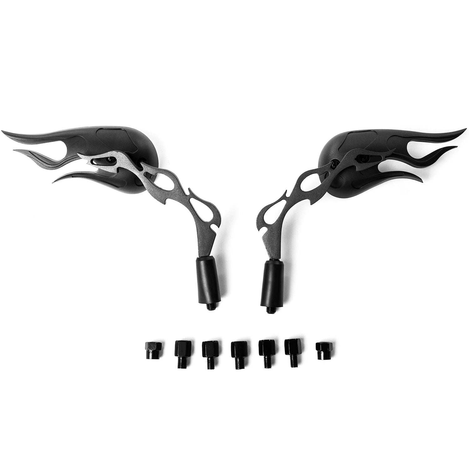Black Flame Custom Rearview Mirrors Harley Motorcycle Cruiser Chopper + Bolts