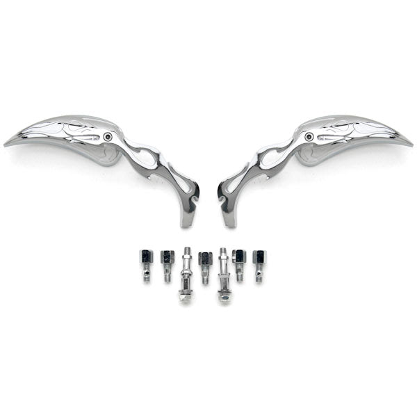 Chrome Tear Drop Flame Custom Rearview Mirrors Harley Motorcycle Cruiser + Bolts