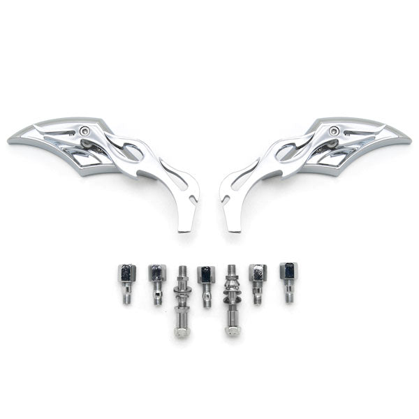 Chrome Twisted Flame Custom Rearview Mirrors Harley Motorcycle Cruiser + Bolts
