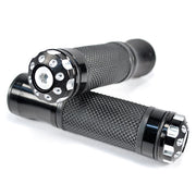 Universal Motorcycle Street Bike Black Hand Grips Bar Ends (7/8")