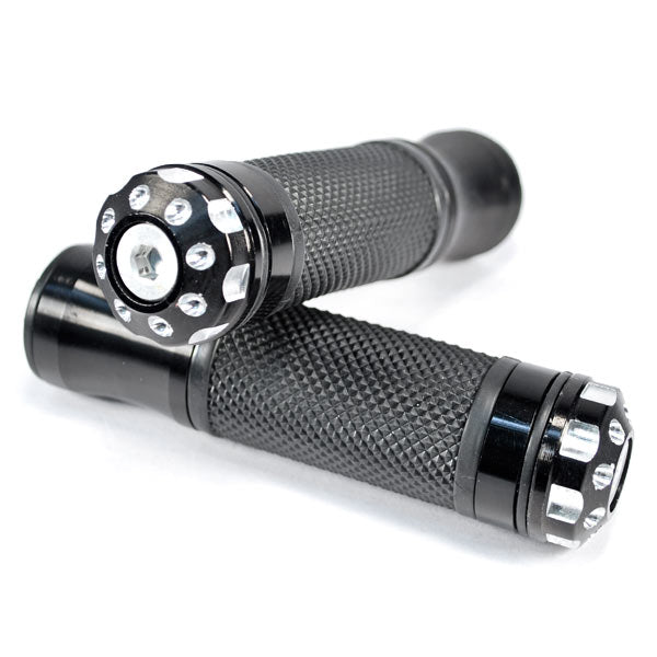 Universal Motorcycle Street Bike Black Hand Grips Bar Ends (7/8")