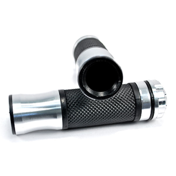 Universal Motorcycle Street Bike Silver Hand Grips Bar Ends (7/8")