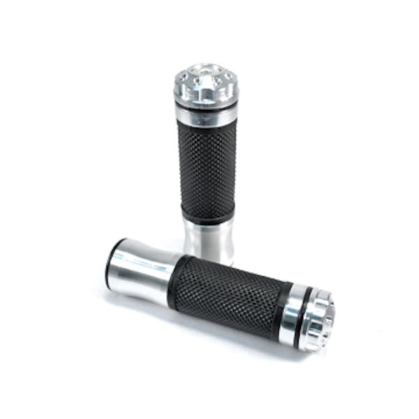 Universal Motorcycle Street Bike Silver Hand Grips Bar Ends (7/8")