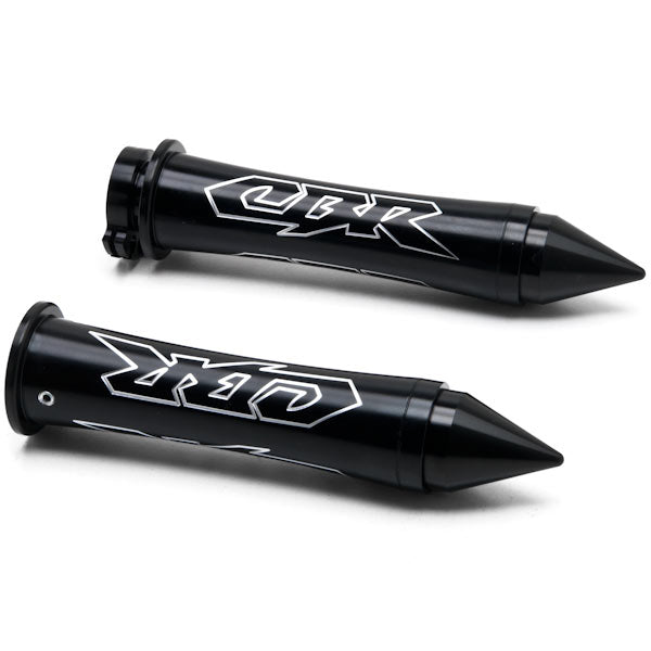 Black Honda CBR Hand Grips w/ "CBR" Logo Spiked Bar Ends