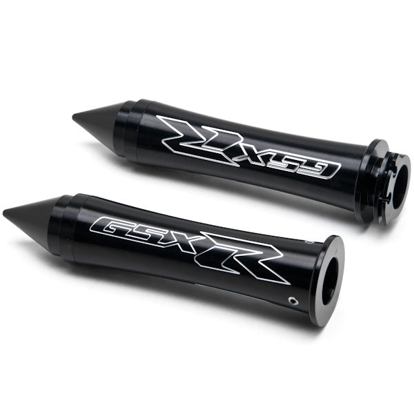 Black Suzuki GSXR Hand Grips w/ "GSXR" Logo Spiked Bar Ends