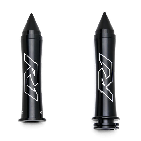 Black Yamaha R1 Hand Grips w/ "R1" Logo Spiked Bar Ends