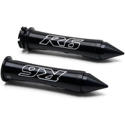 Black Yamaha R6 Hand Grips w/ "R6" Logo Spiked Bar Ends