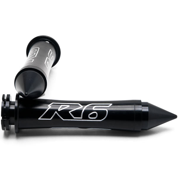 Black Yamaha R6 Hand Grips w/ "R6" Logo Spiked Bar Ends