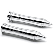 Silver Yamaha R6 Hand Grips w/ "R6" Logo Spiked Bar Ends