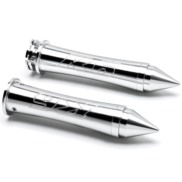 Silver Yamaha R6 Hand Grips w/ "R6" Logo Spiked Bar Ends