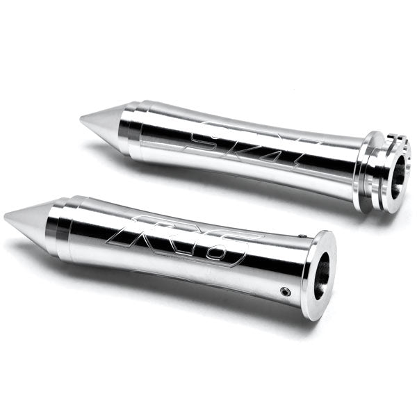 Silver Yamaha R6 Hand Grips w/ "R6" Logo Spiked Bar Ends