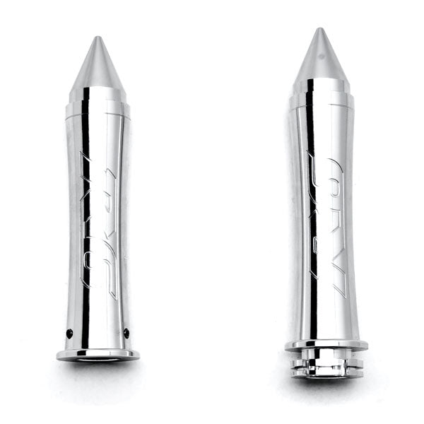 Silver Yamaha R6 Hand Grips w/ "R6" Logo Spiked Bar Ends