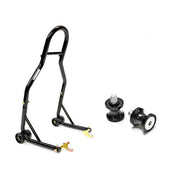 Venom Motorcycle Rear Wheel Swingarm Spool Lift Stand + 8mm Black Swingarm Spools