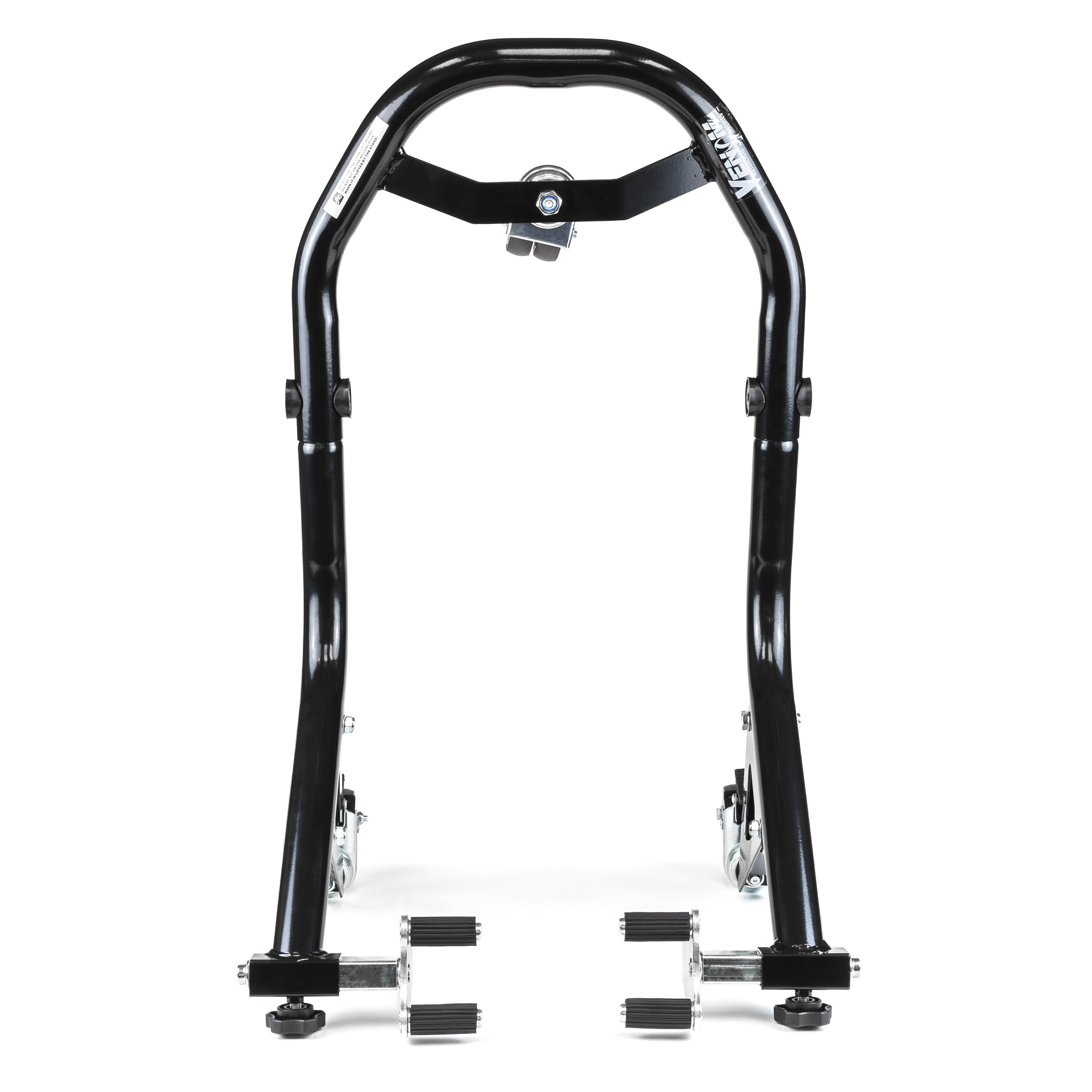 Venom Motorcycle Front Wheel Lift Stand with Dolly Wheels, Fork Lift Attachments, Black