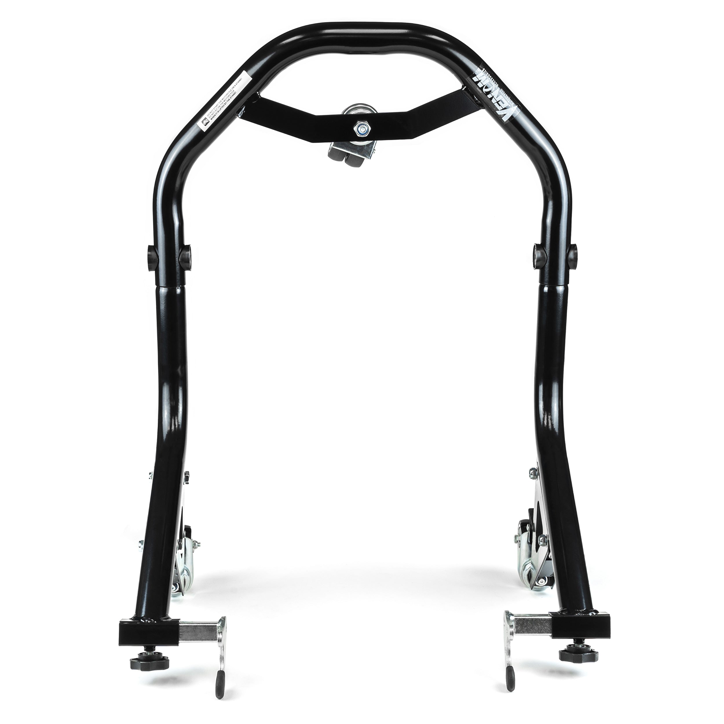 Venom Motorcycle Rear Wheel Lift Stand with Dolly Wheels, Spool Lift Attachments, Black