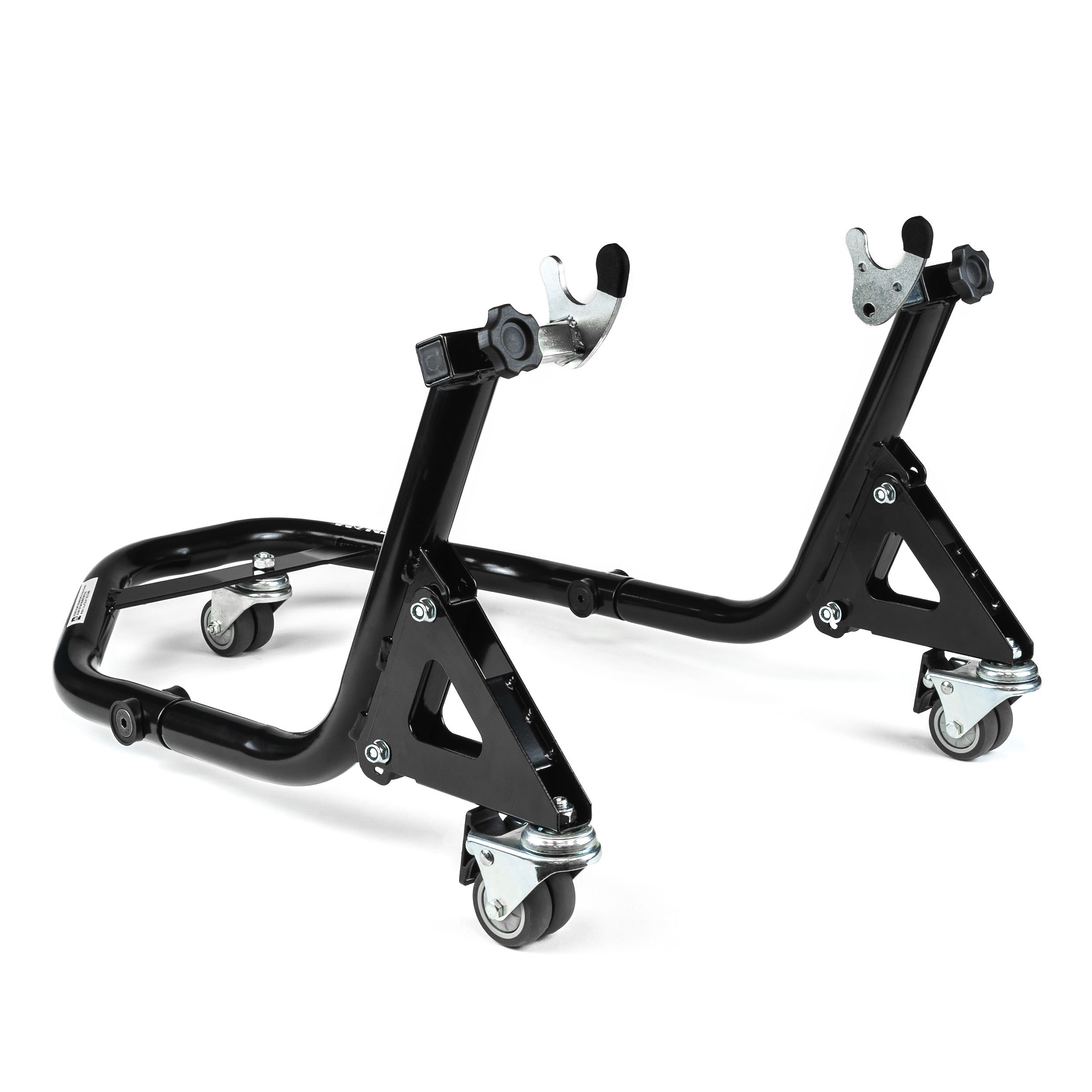 Venom Motorcycle Rear Wheel Lift Stand with Dolly Wheels, Spool Lift Attachments, Black