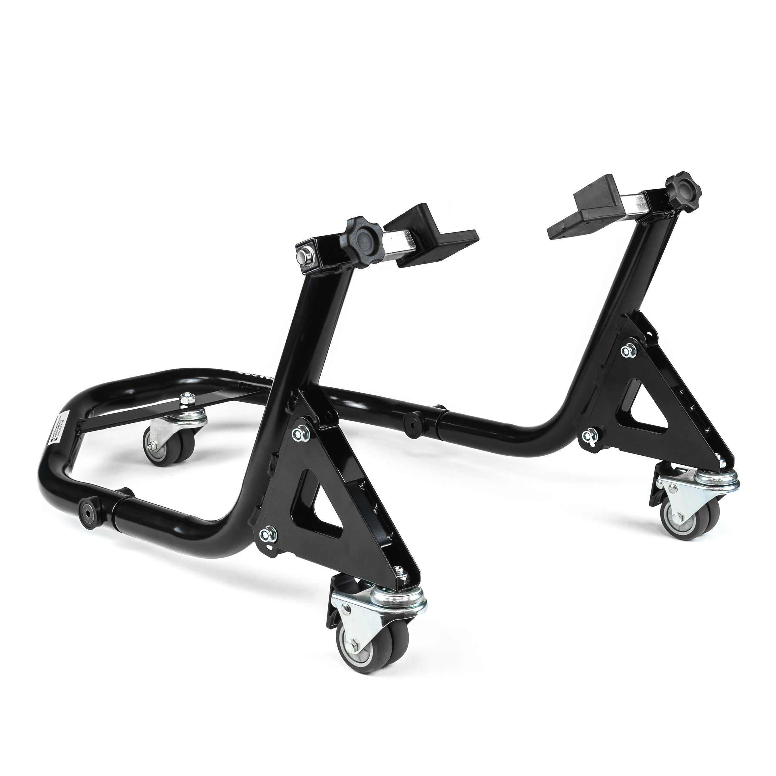 Venom Motorcycle Rear Wheel Lift Stand with Dolly Wheels, Paddle Lift Attachments, Black