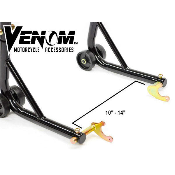 Venom Motorcycle Front Triple Tree & Rear Swingarm Spool Lift Combo Wheel Lift Stands + Paddock Attachments