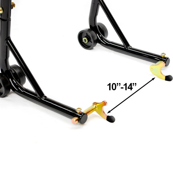 Venom Motorcycle Front Triple Tree & Rear Swingarm Spool Lift Combo Wheel Lift Stands + Paddock Attachments (Pin Kit #2)