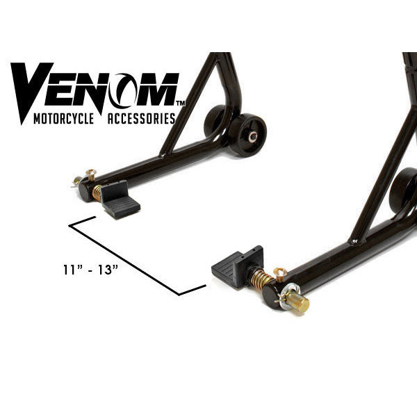 Venom Motorcycle Front Triple Tree & Rear Swingarm Paddle Lift Combo Wheel Lift Stands + Paddock Attachments