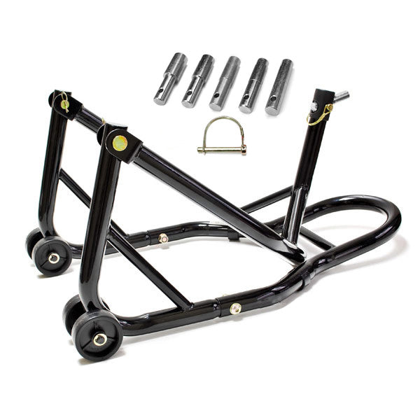 Venom Motorcycle Front Triple Tree & Rear Swingarm Paddle Lift Combo Wheel Lift Stands + Paddock Attachments (Pin Kit #2)