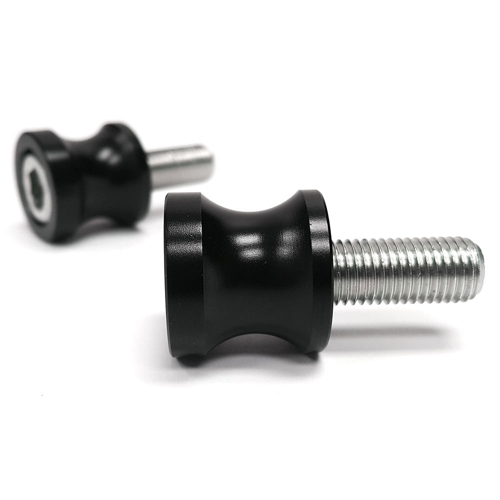 Low Profile 10mm Black Swingarm Spools (Fits Most Kawasaki Bikes)