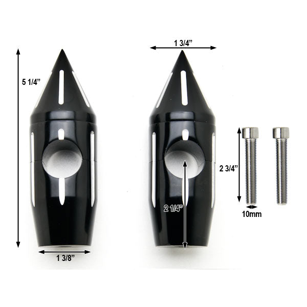 2 1/4" Spiked Black Motorcycle Handlebar Pullback Risers (1" Bar)