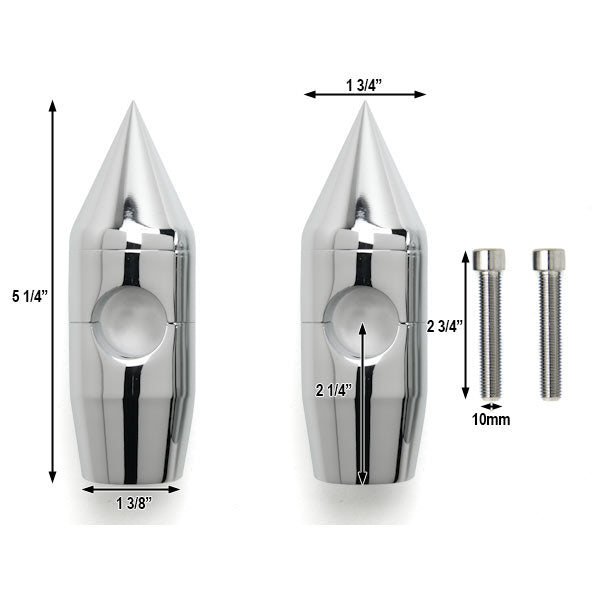 2 1/4" Spiked Chrome Motorcycle Handlebar Pullback Risers (1" Bar)