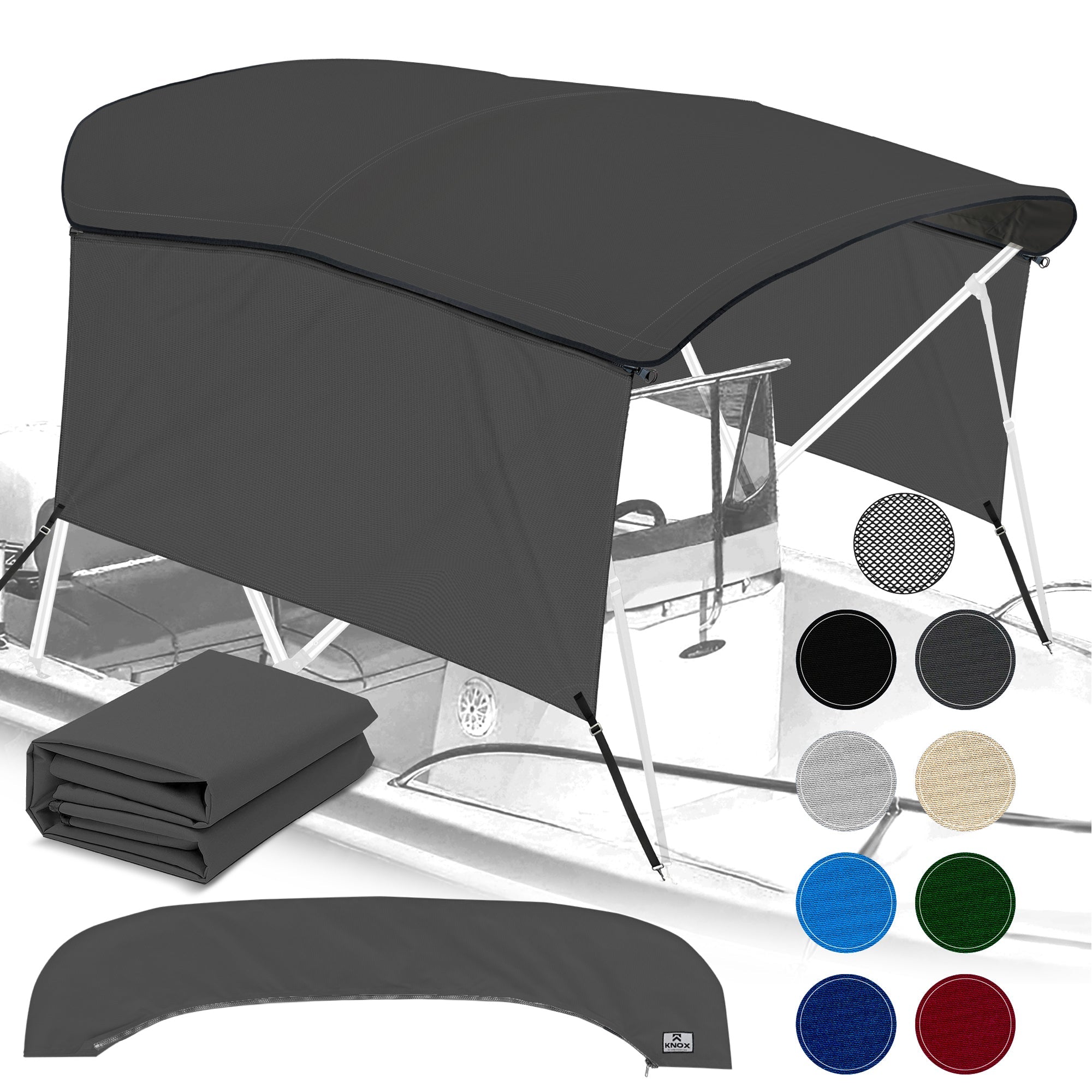KNOX Universal 3 Bow Bimini Top Replacement Canvas & Sidewalls