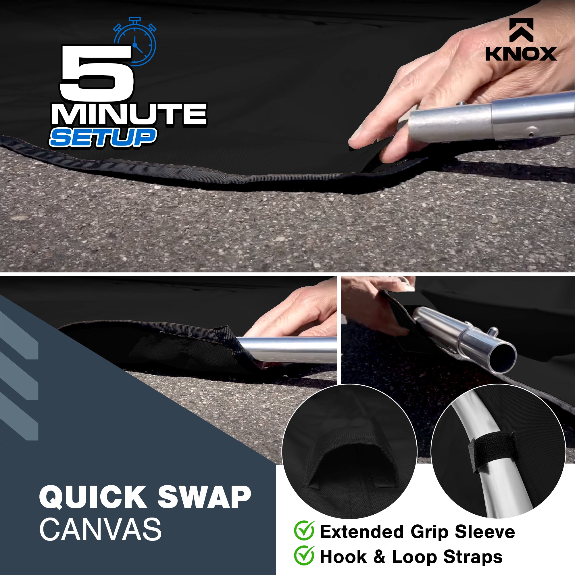 KNOX Universal Replacement Canvas Cover for 3-Bow Bimini Tops