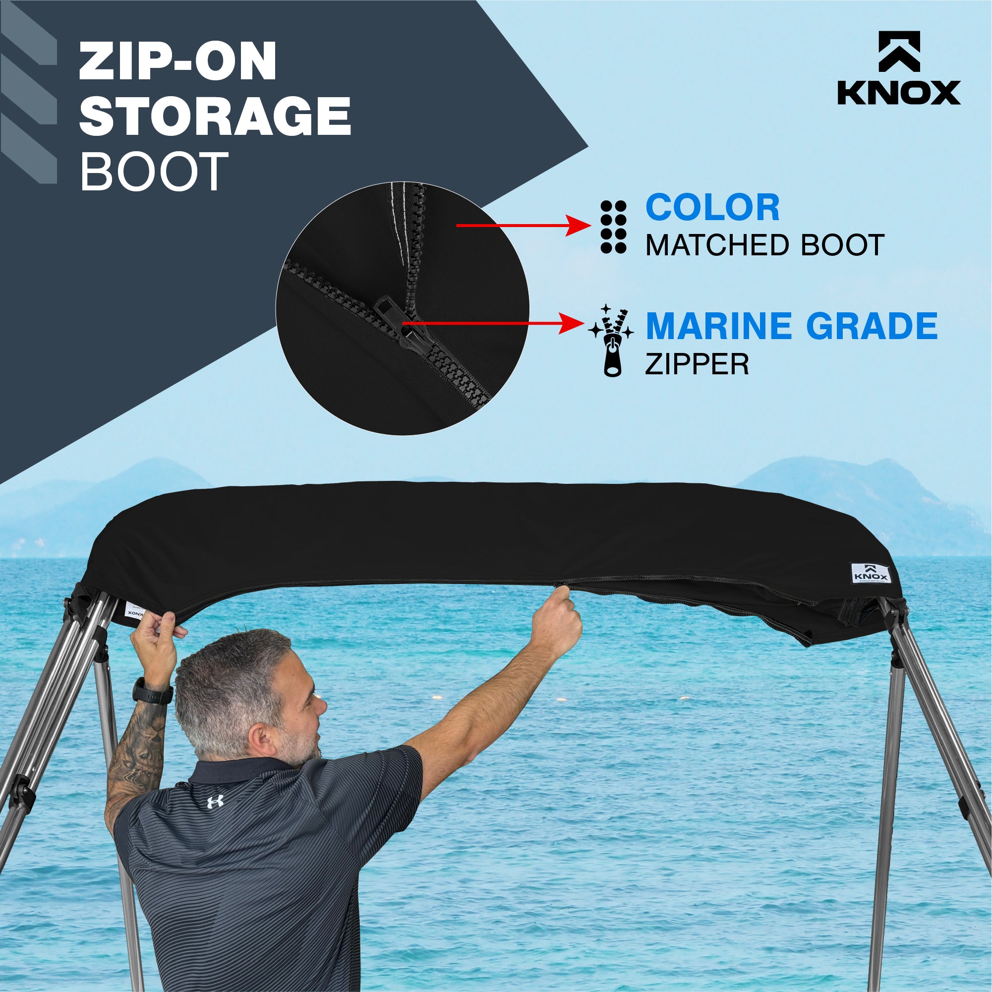 KNOX Universal Replacement Canvas Cover for 3-Bow Bimini Tops