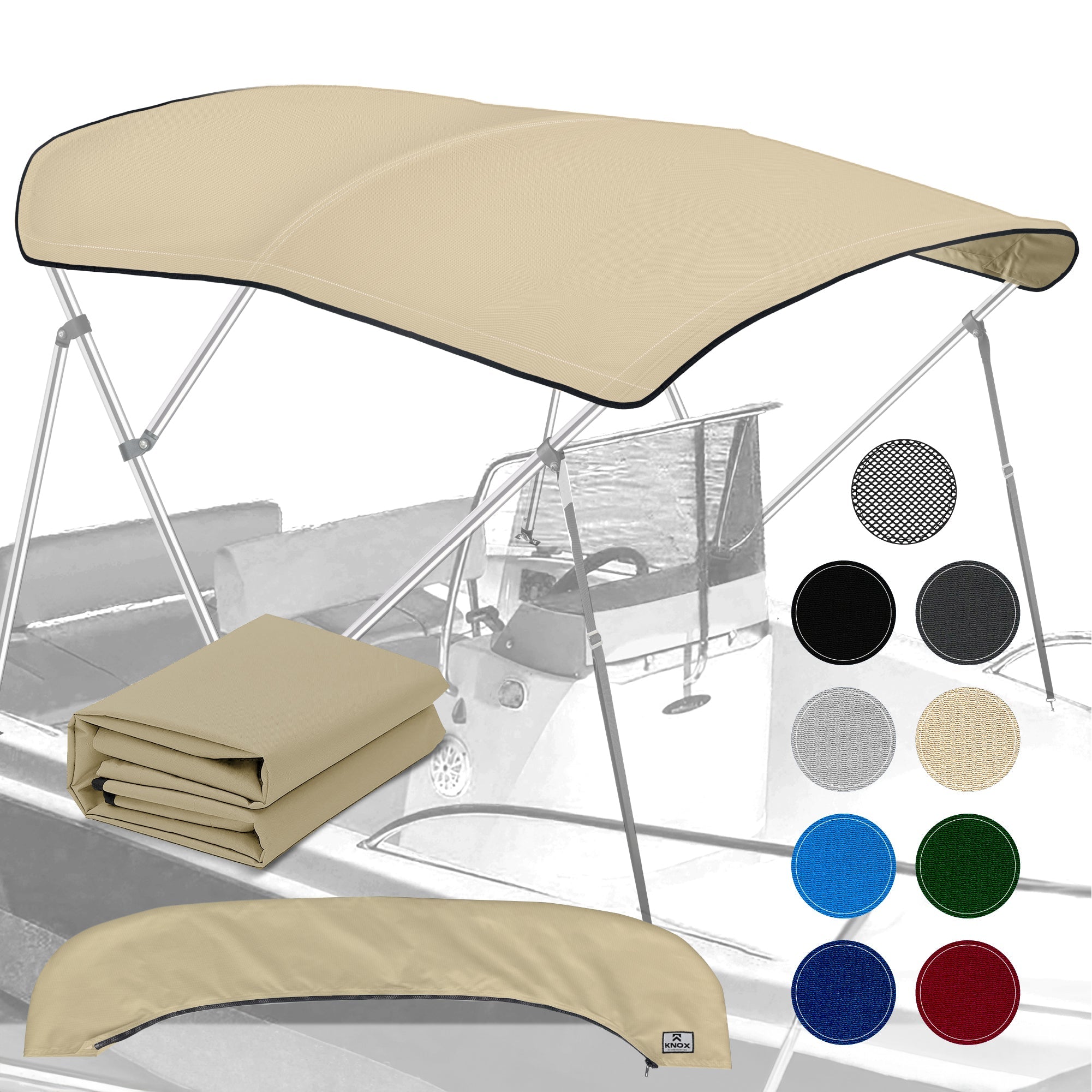 KNOX Universal Replacement Canvas Cover for 3-Bow Bimini Tops