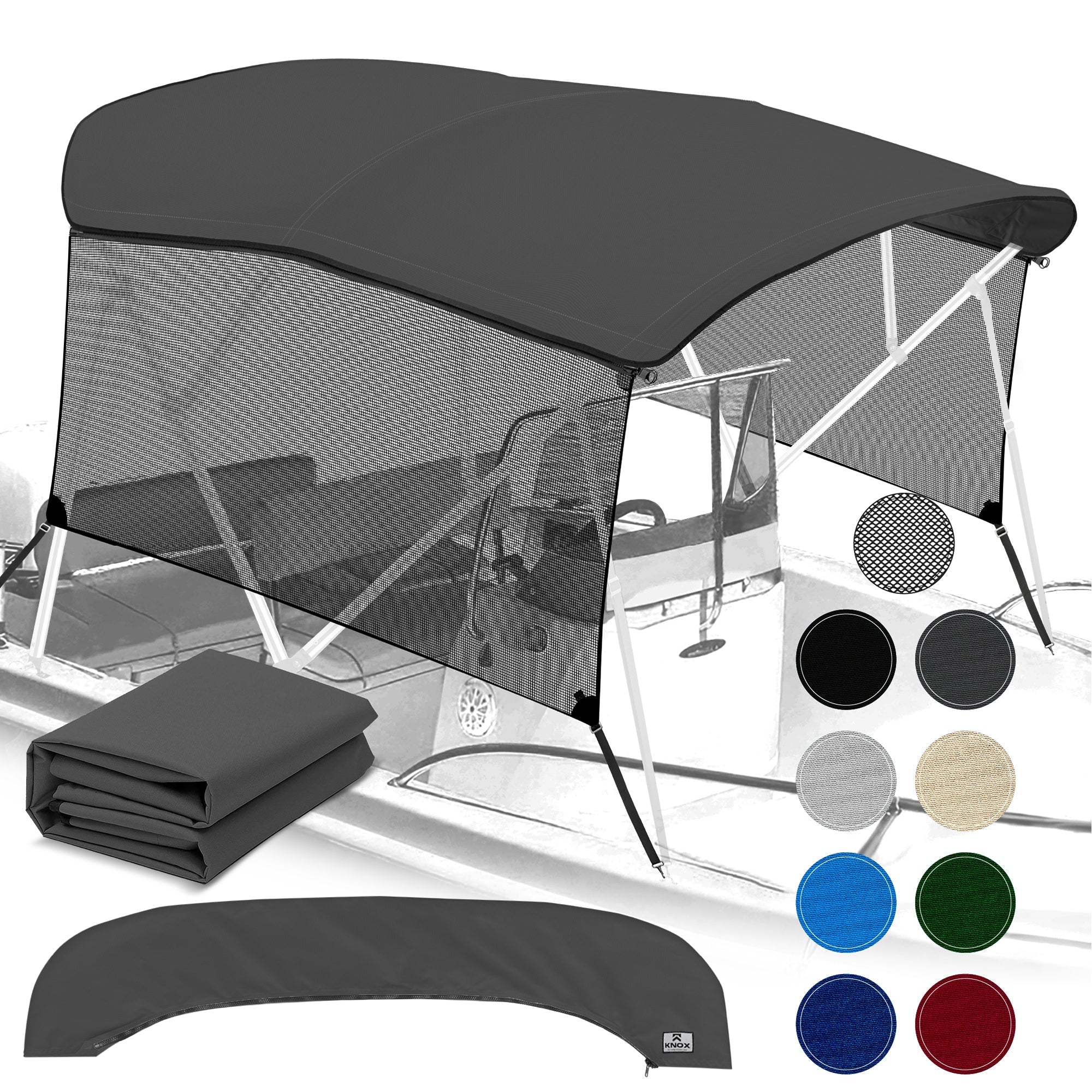 KNOX Universal 4 Bow Bimini Top Replacement Canvas & Mesh Sidewalls