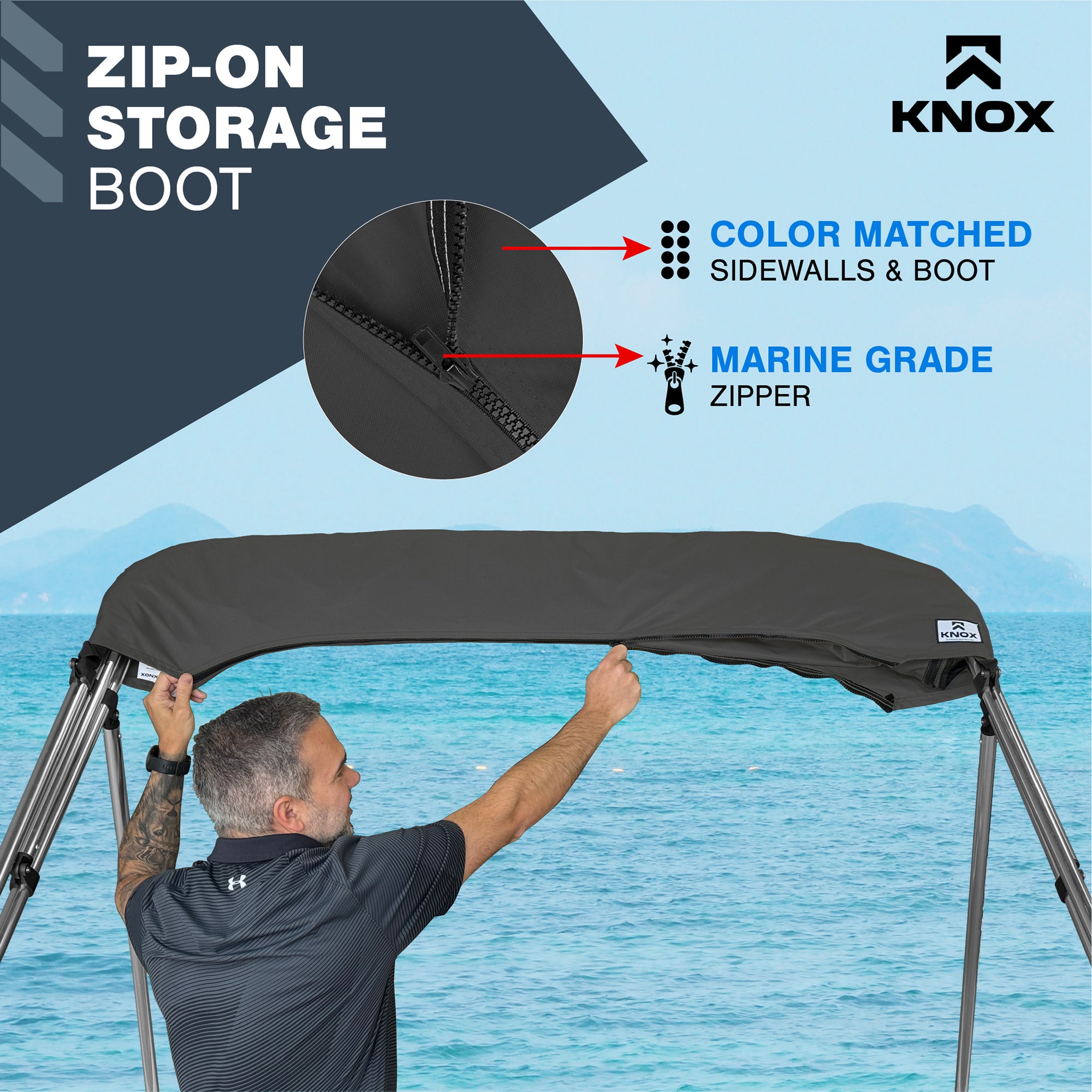KNOX Universal 4 Bow Bimini Top Replacement Canvas & Mesh Sidewalls