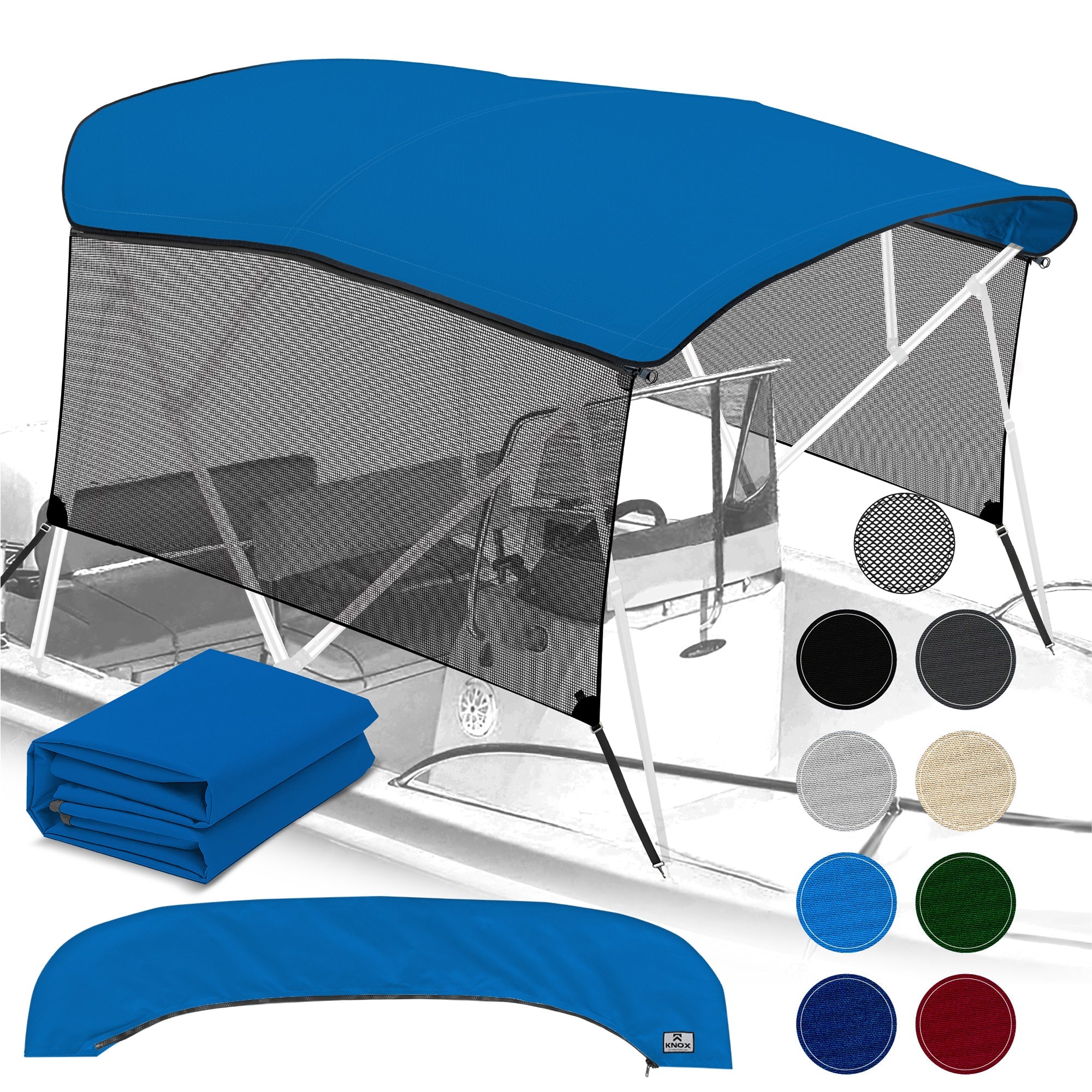 KNOX Universal 4 Bow Bimini Top Replacement Canvas & Mesh Sidewalls