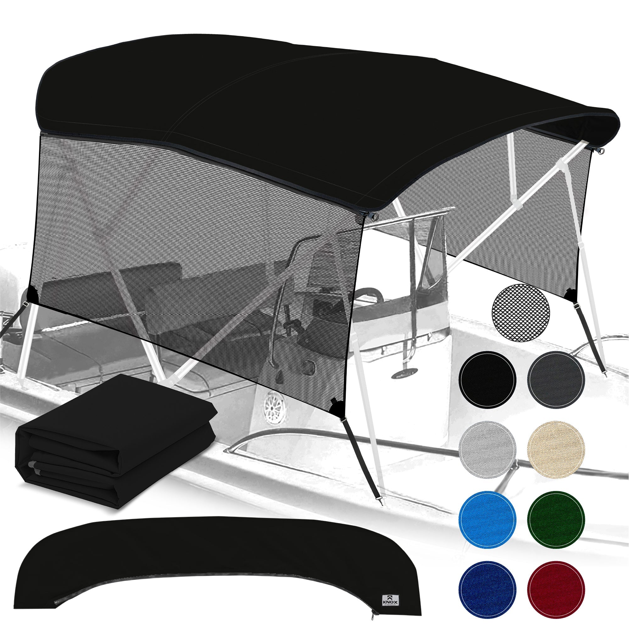KNOX Universal 4 Bow Bimini Top Replacement Canvas & Mesh Sidewalls